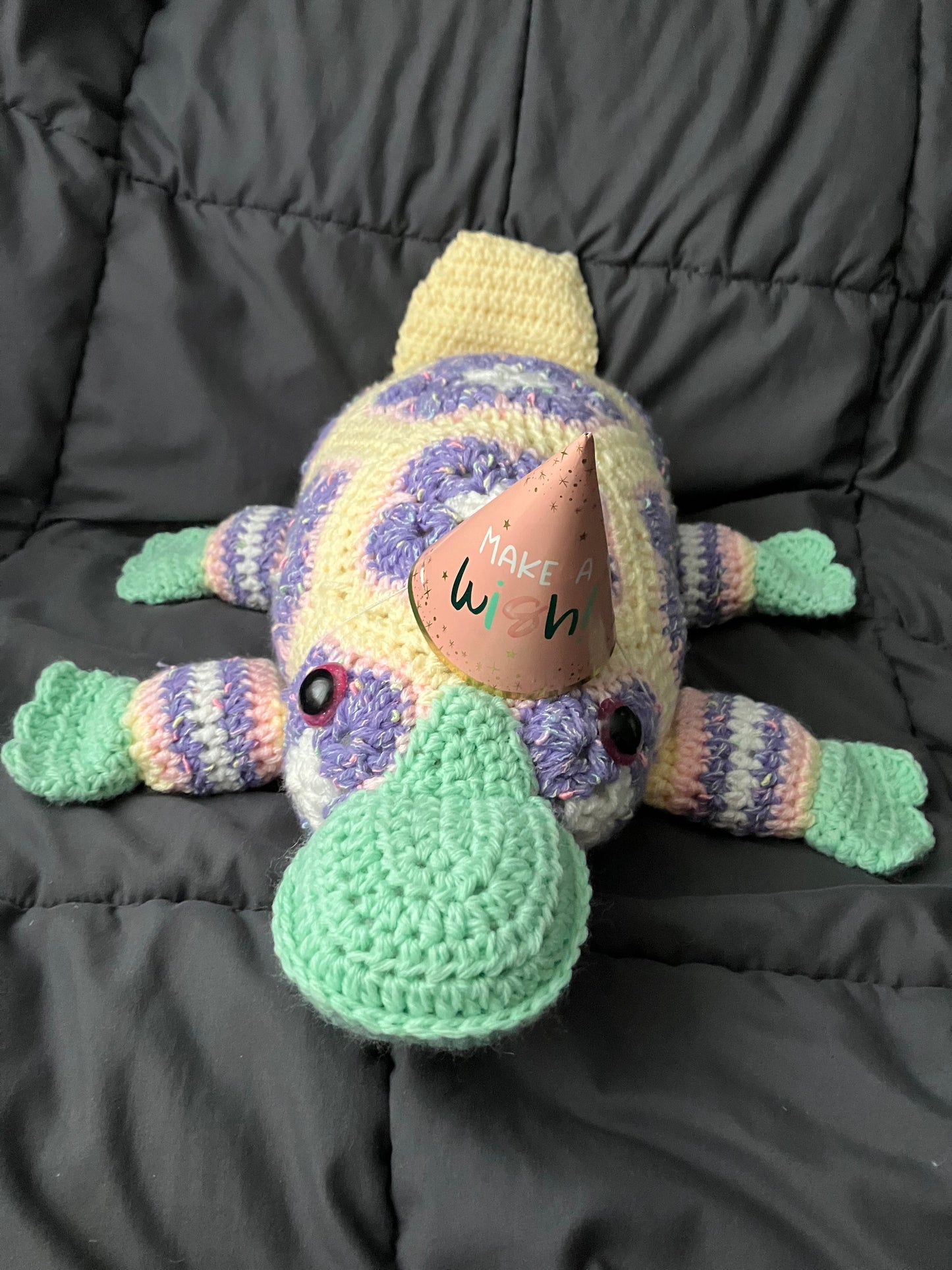 Sprinkles (Petal-pus crochet platypus)