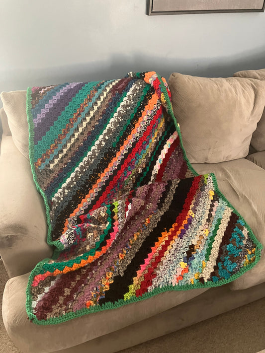 Chunky diagonal scrap throw blanket