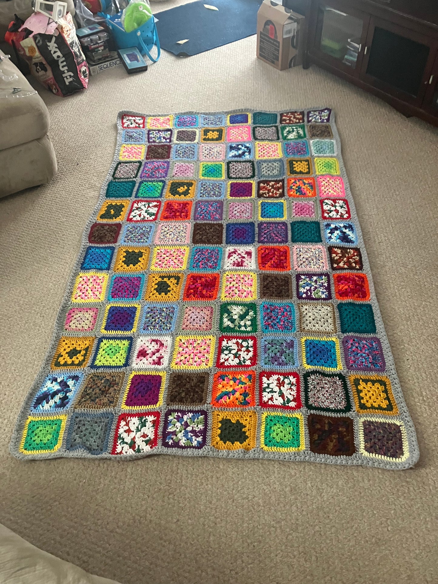 Scrap Granny Square Blanket