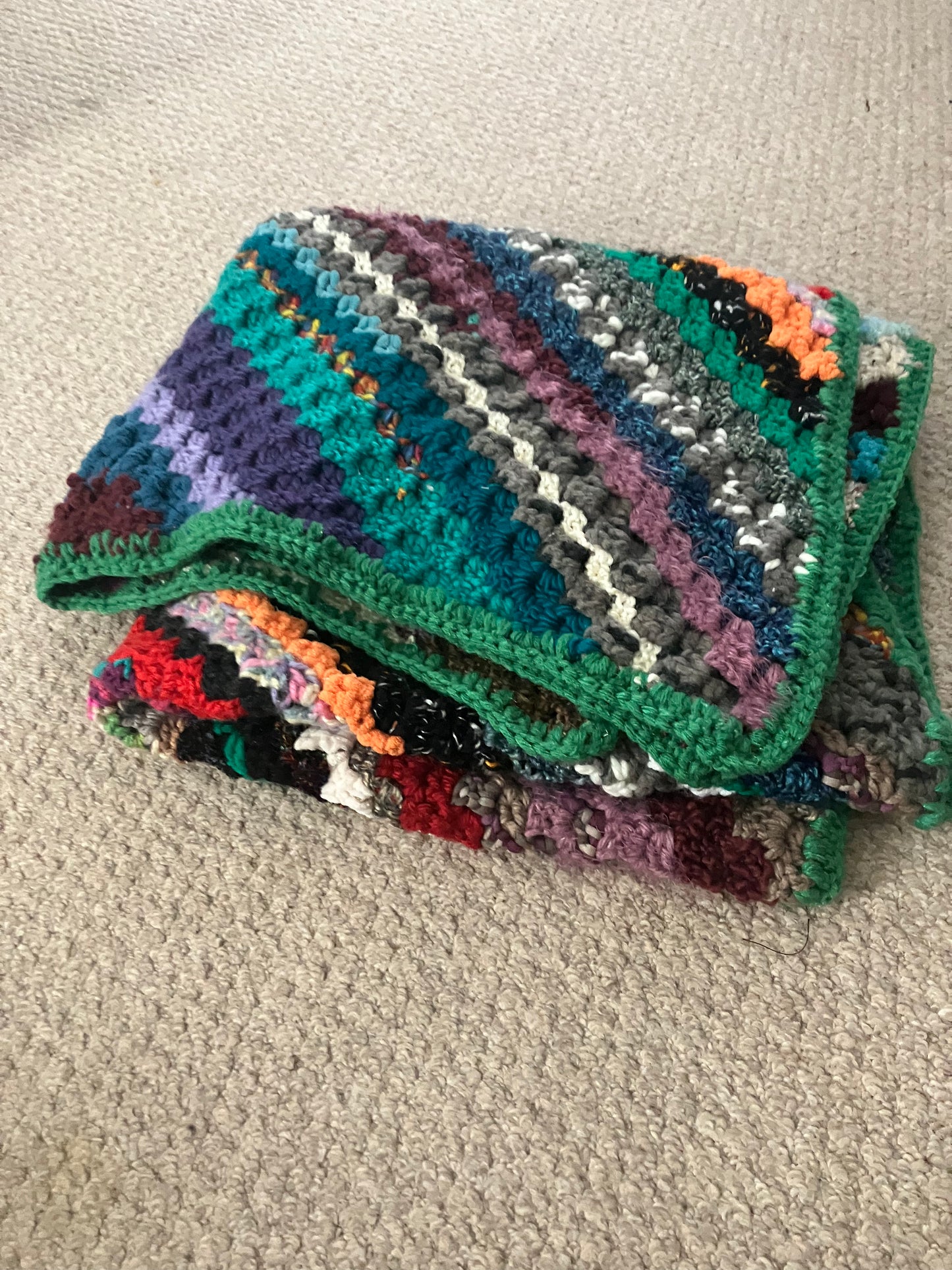 Chunky diagonal scrap throw blanket