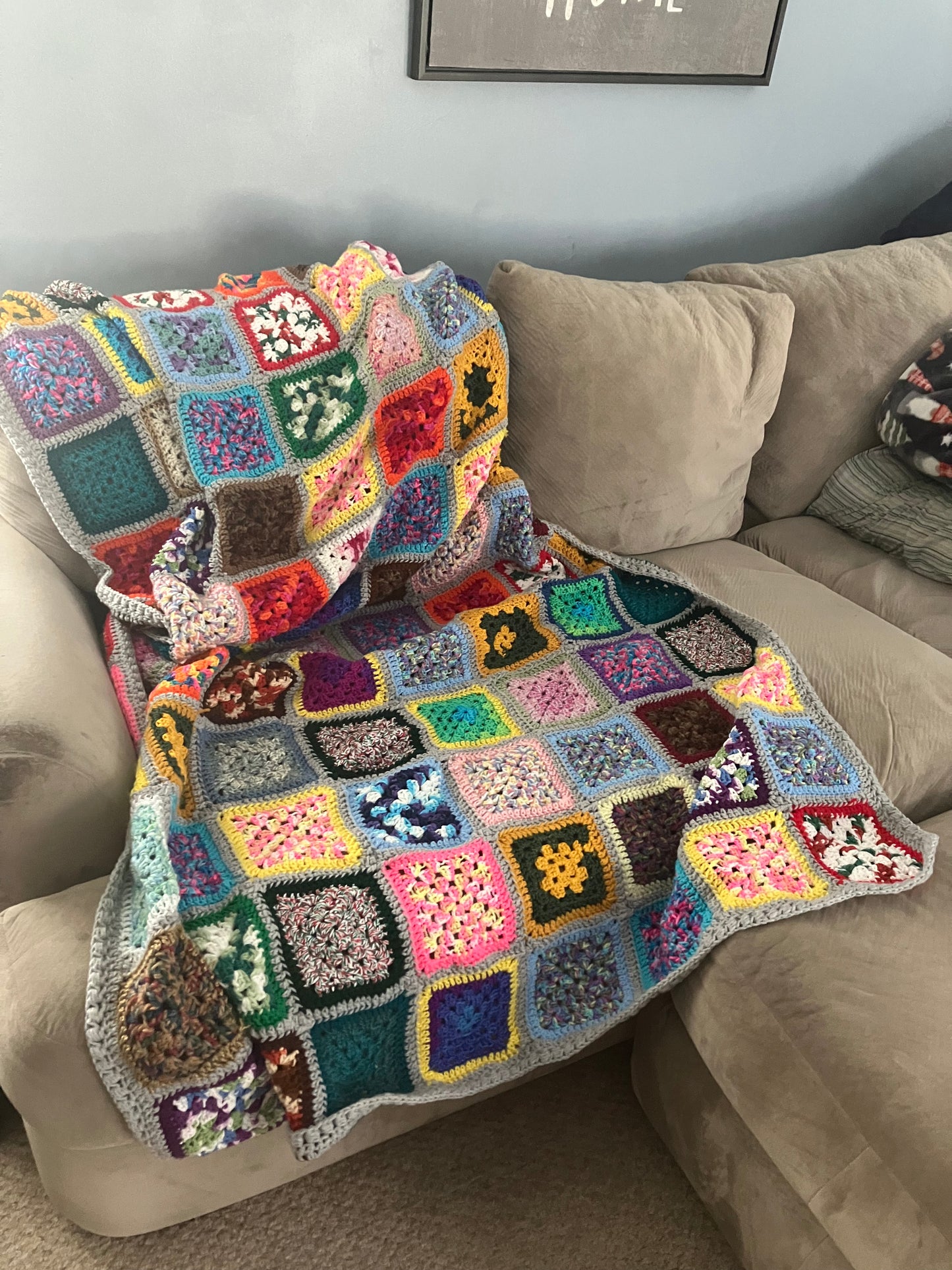 Scrap Granny Square Blanket