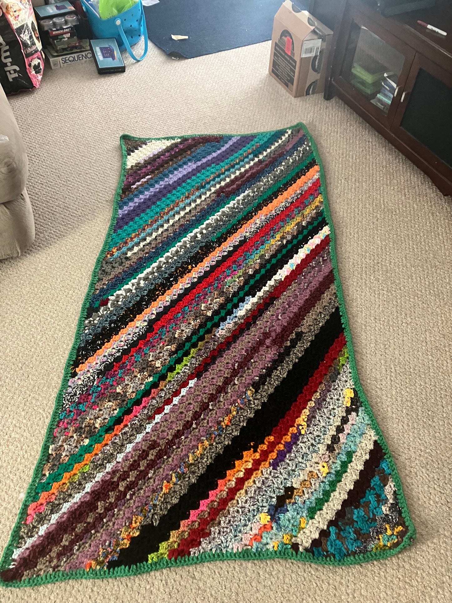 Chunky diagonal scrap throw blanket